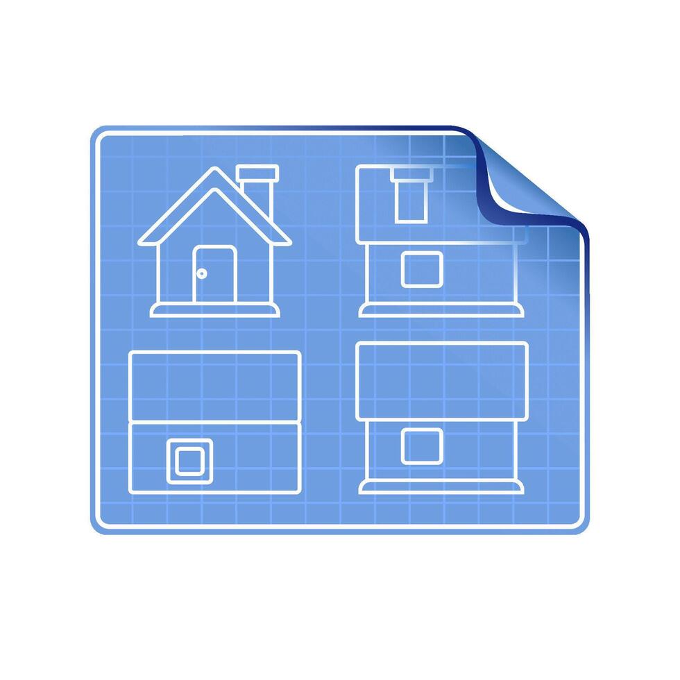 Blueprint icon in color. Property house design vector