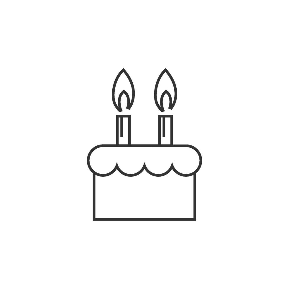 Birthday cake icon in thin outline style vector