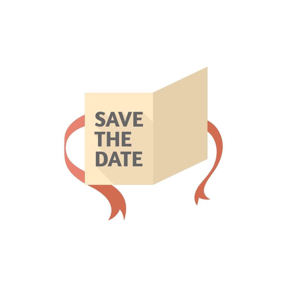 Wedding card icons in flat color style. Save the date vector