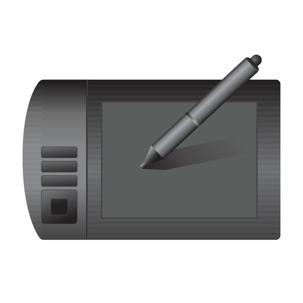 Drawing tablet icon in color. Illustrator computer digital painting vector