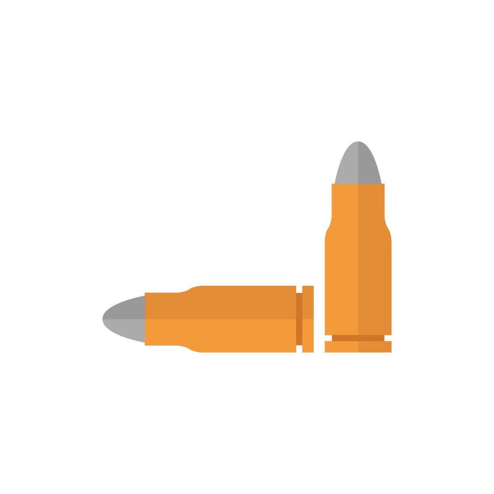 Bullets icon in flat color style. Ammunition gun weapon caliber ammo danger army vector