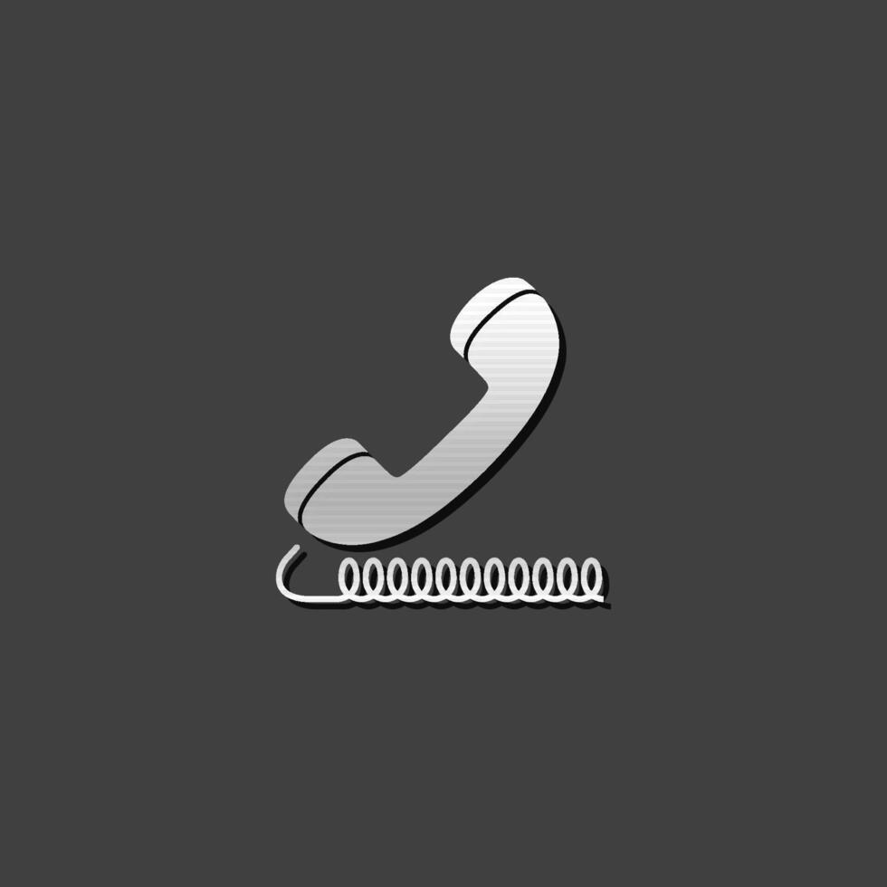 Wireless phone icon in metallic grey color style. Communication technology vector