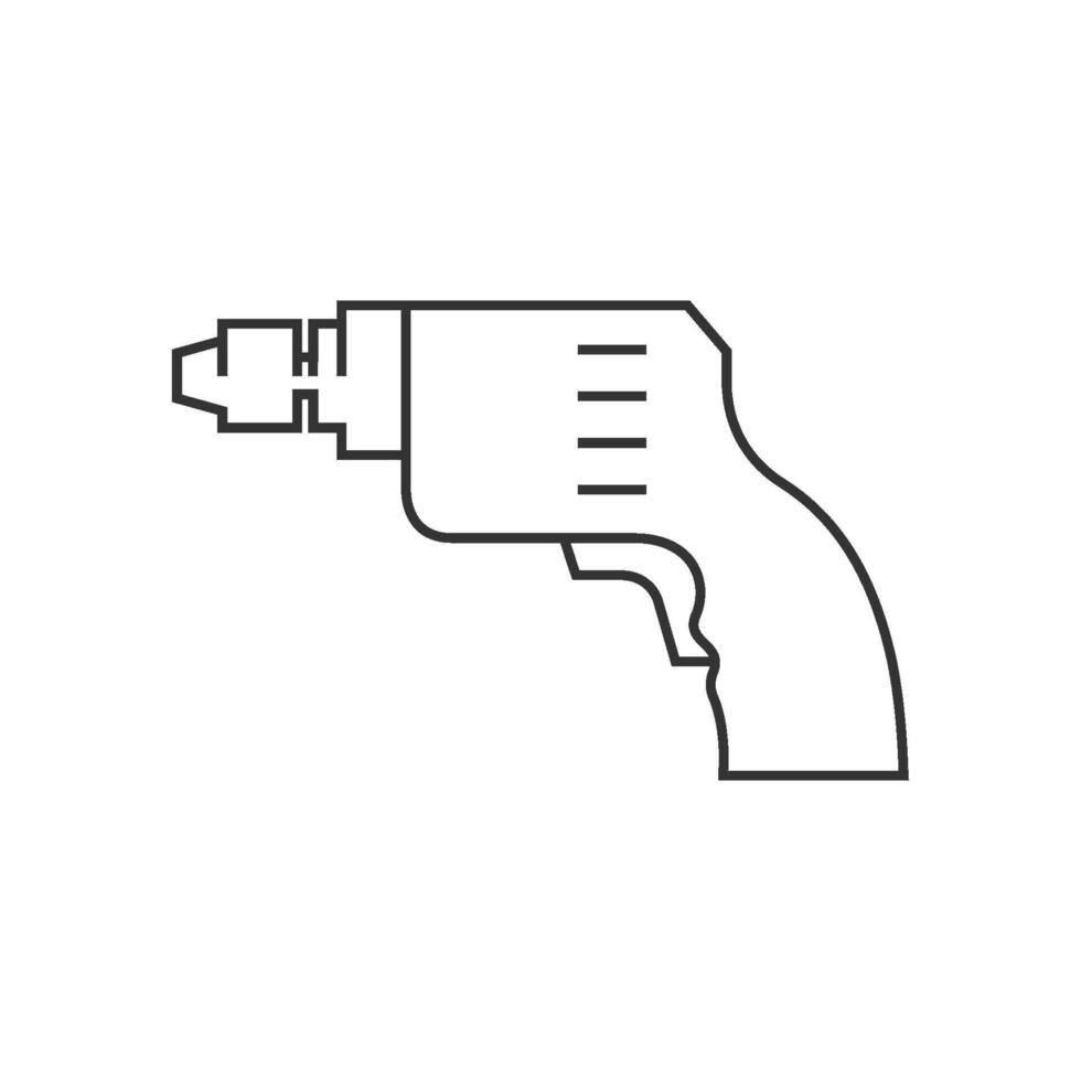 Electric drill icon in thin outline style vector