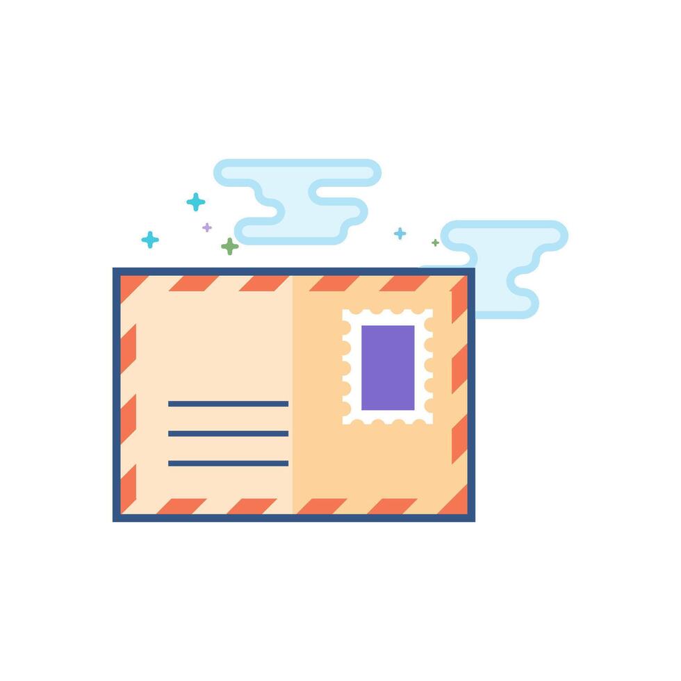 Email icon flat color style vector illustration