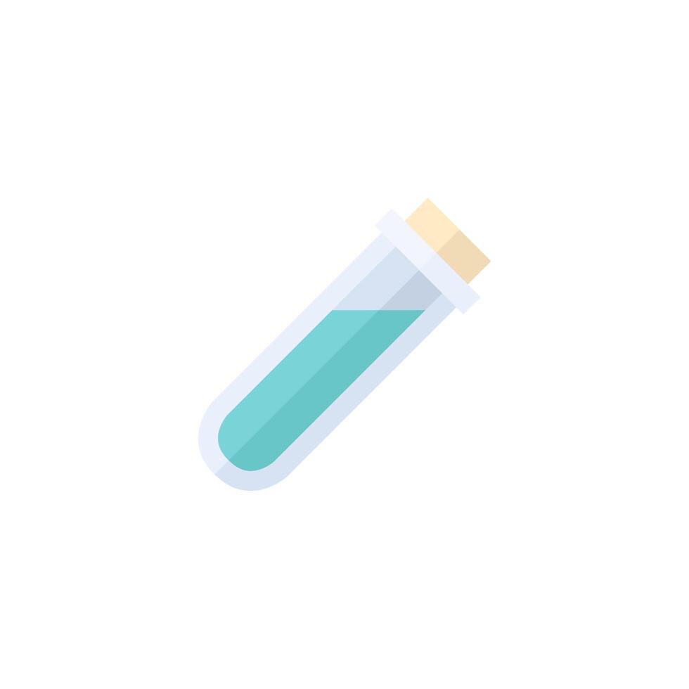 prueba tubo icono en plano color estilo. laboratorio médico Ciencias farmacia medicina vacuna suero medio vector