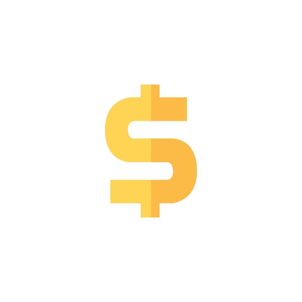 Dollar sign icon in flat color style. USD, America vector