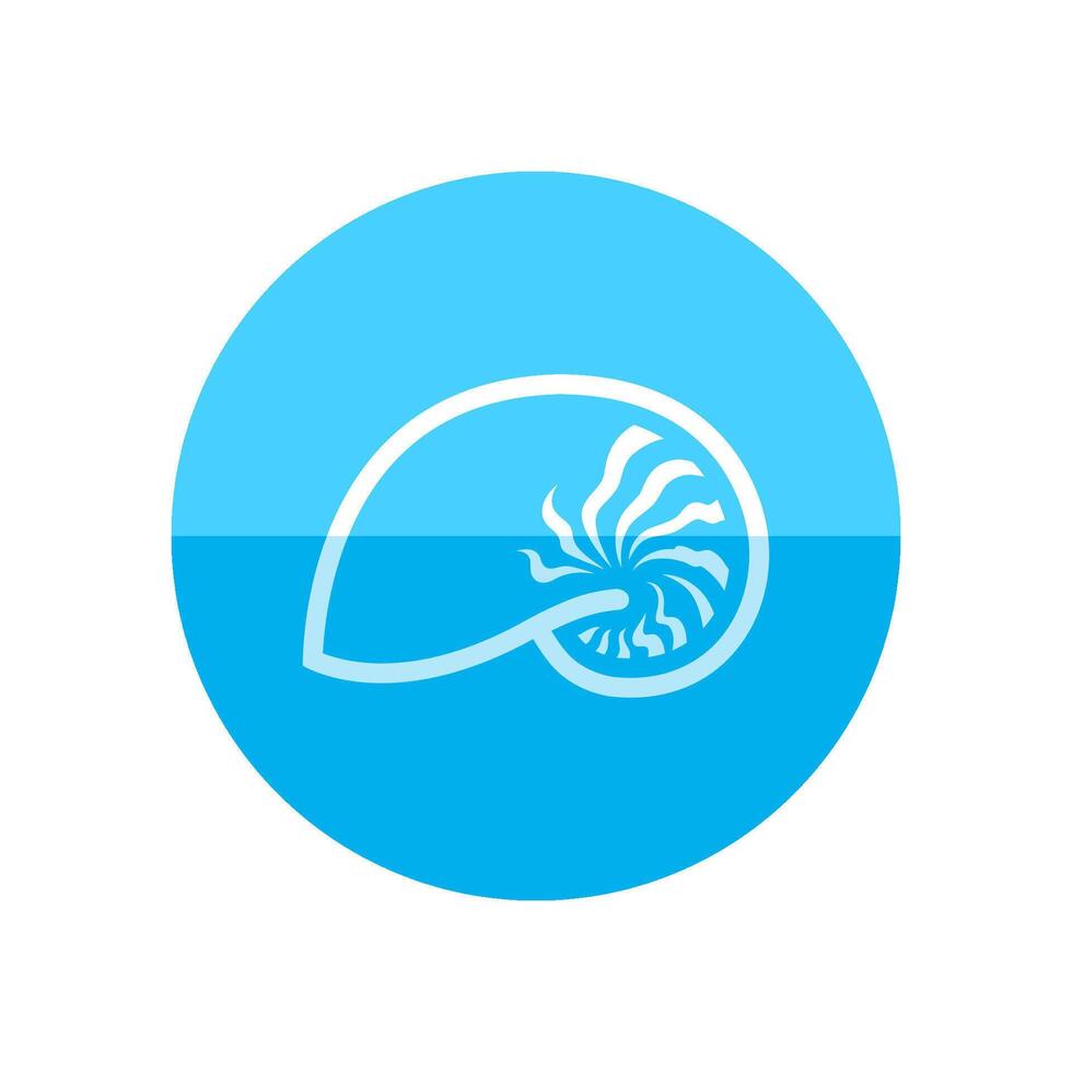 Nautilus icon in flat color circle style Sea creature mollusk shell