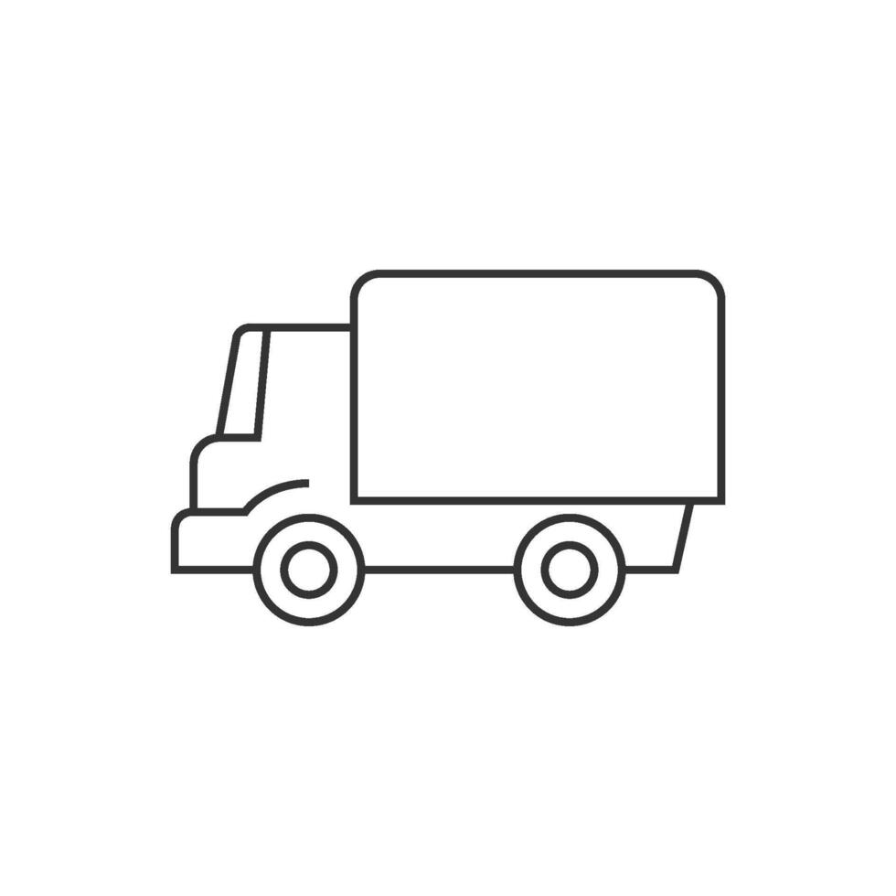 Truck icon in thin outline style vector