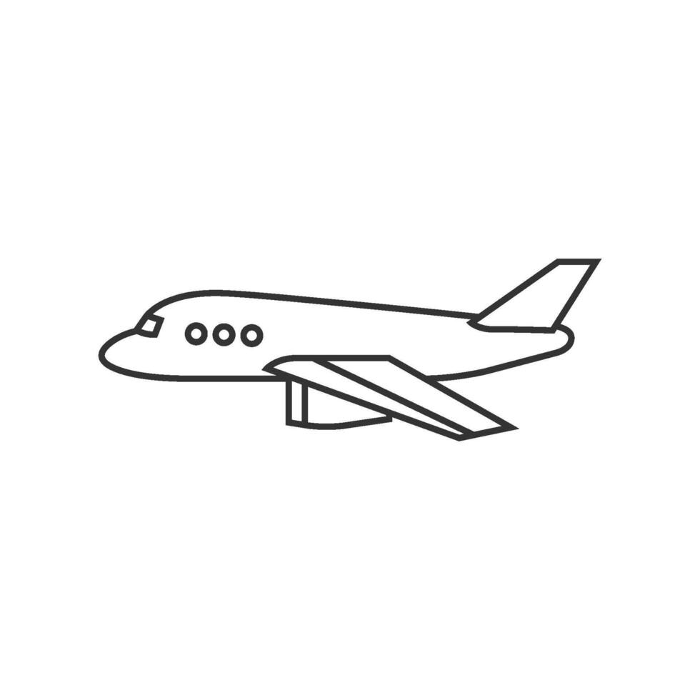 avión icono en Delgado contorno estilo vector