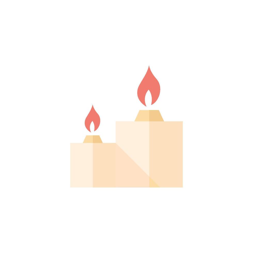 Candles icon in flat color style. Light, memorial, fire vector