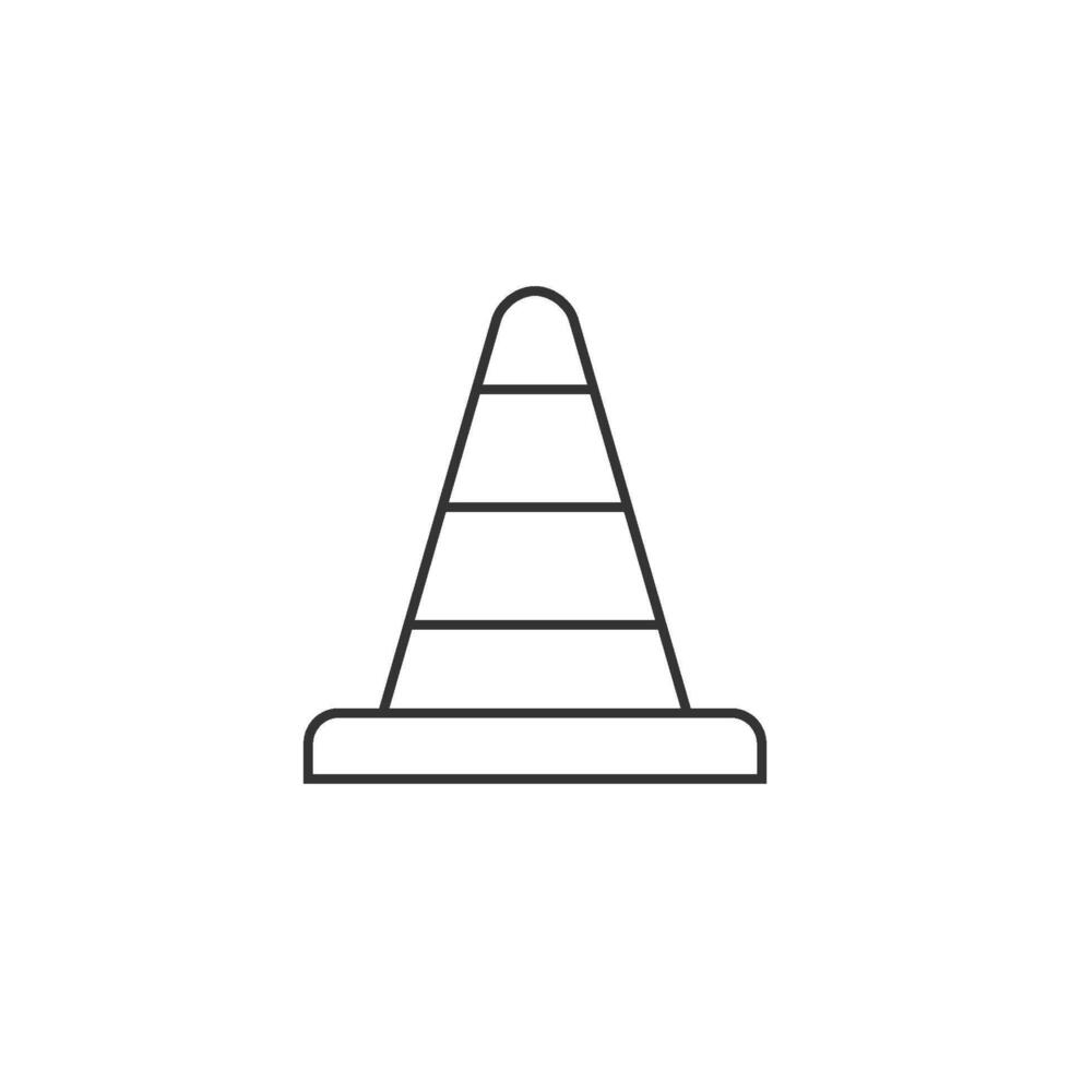 Traffic cone icon in thin outline style vector