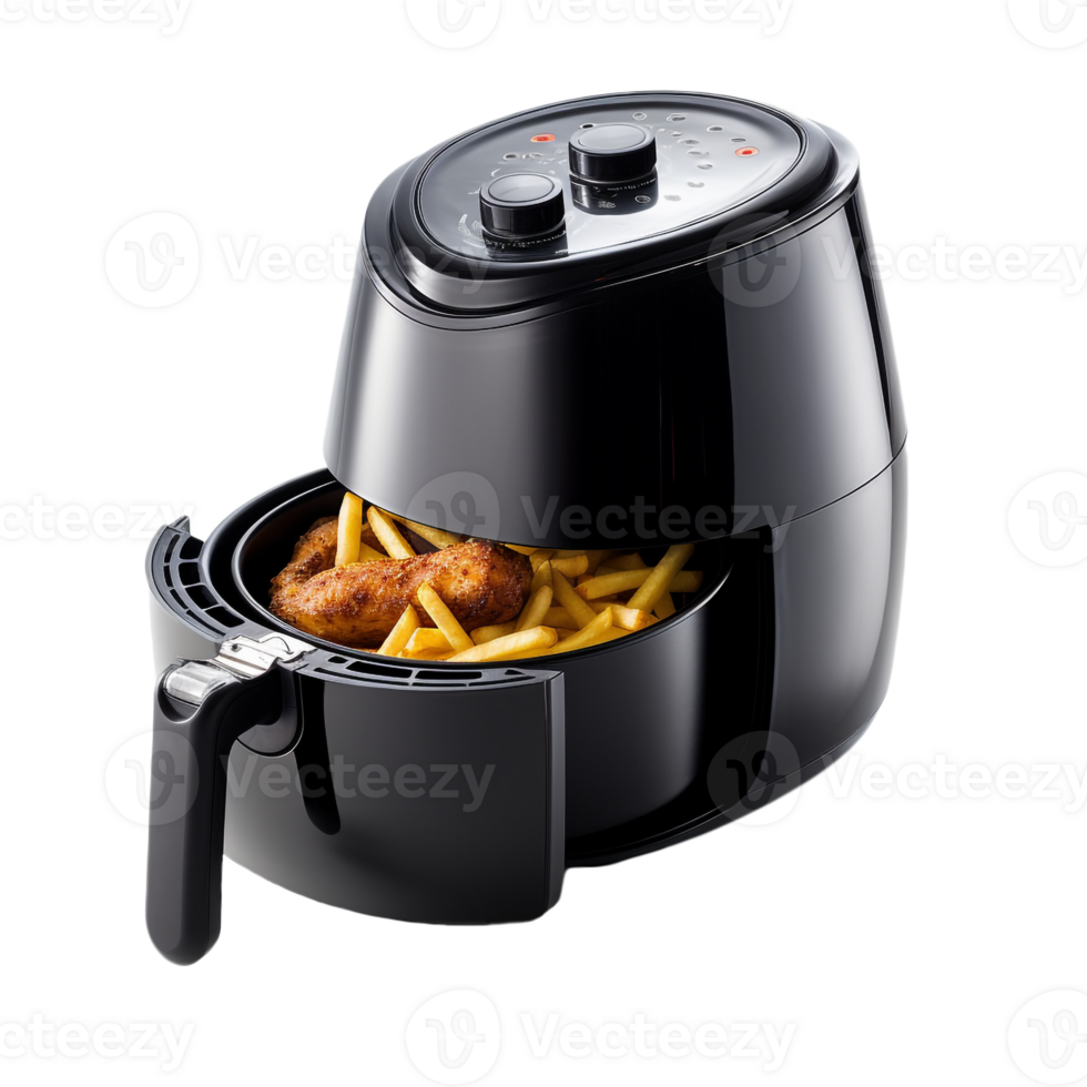 Air fryer kitchen machine on transparent background, green color png
