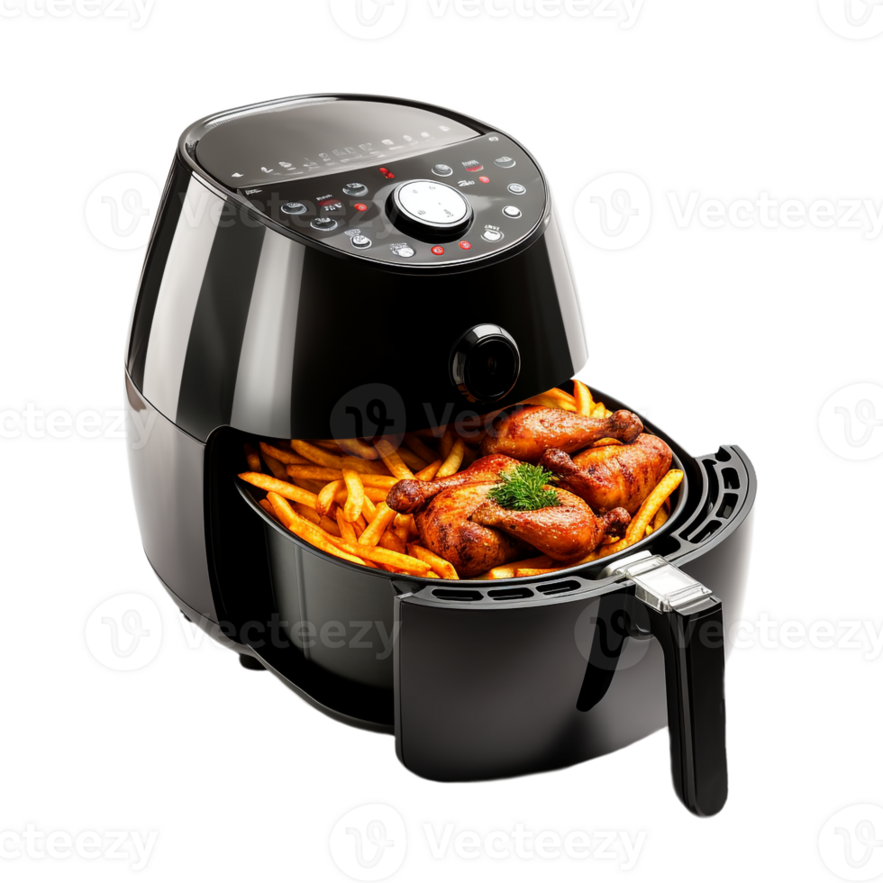 Air fryer kitchen machine on transparent background, green color png