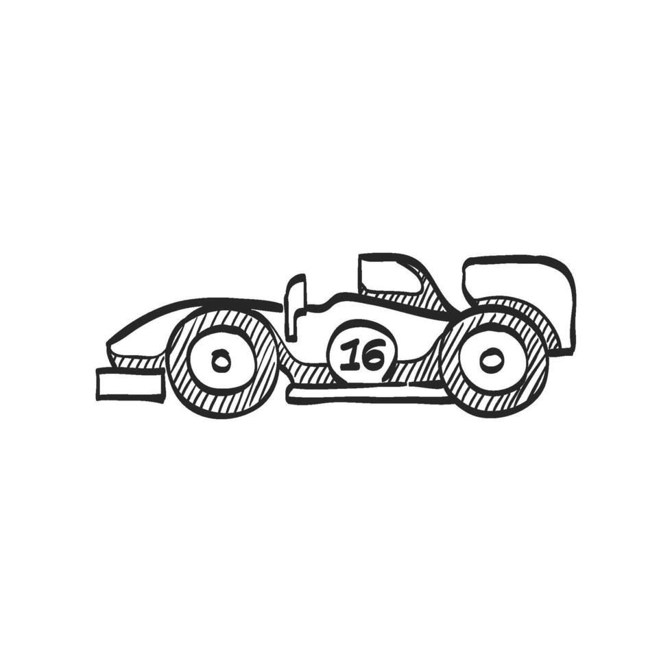 mano dibujado bosquejo icono carrera coche vector