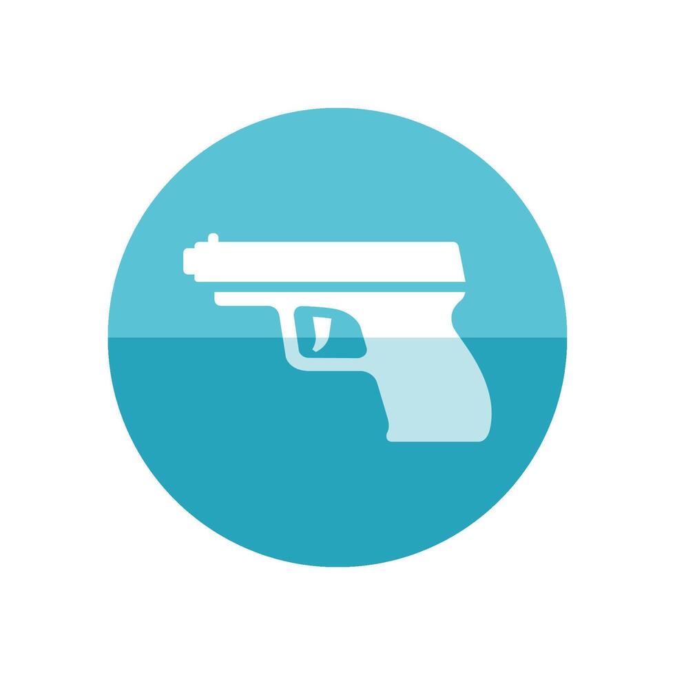 brazo pistola icono en plano color circulo estilo. pistola automático policía justicia crimen desencadenar proteccion vector