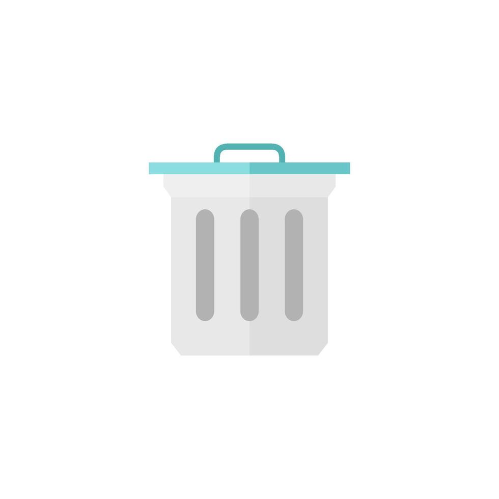 Trash bin icon in flat color style. Garbage can clean office bucket vector