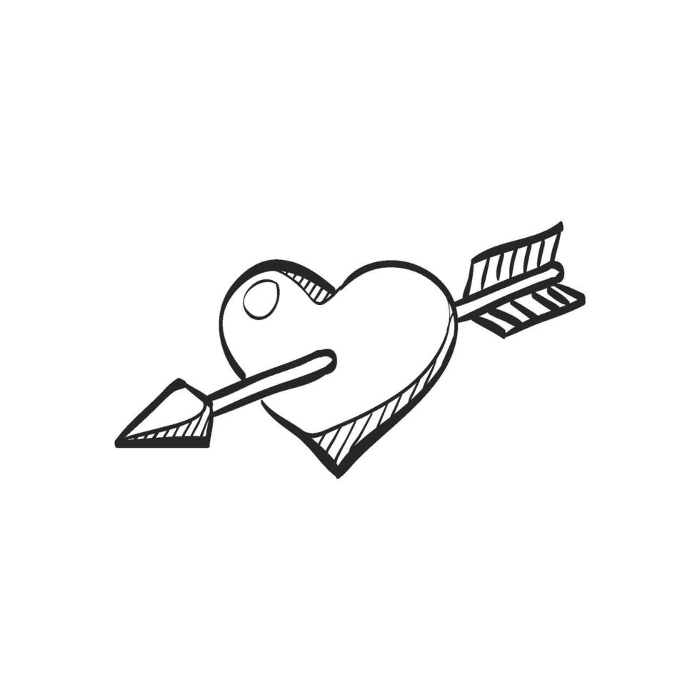 Hand drawn sketch icon arrow heart vector