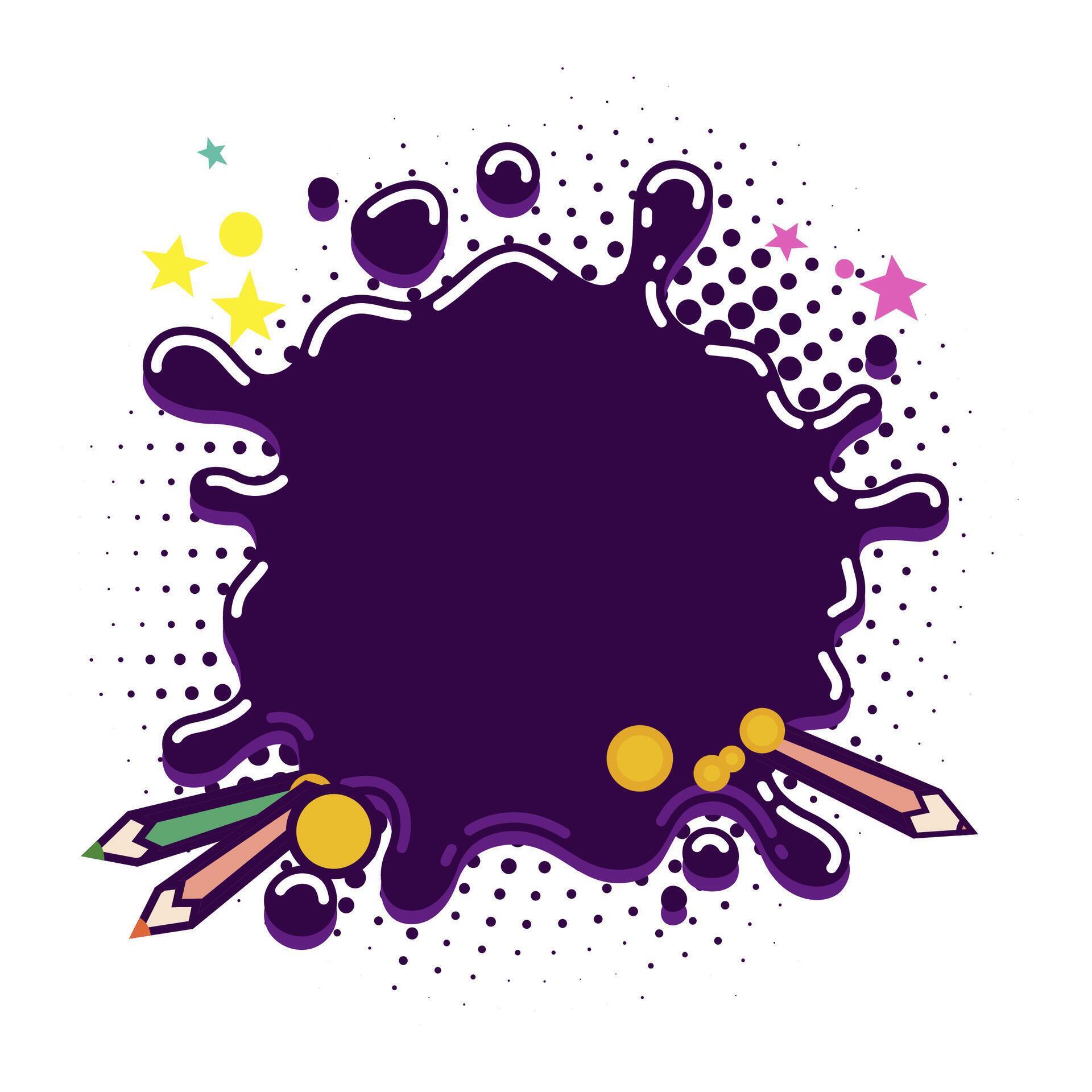 Splash bubble ink template for kids card. Empty drop stain macro