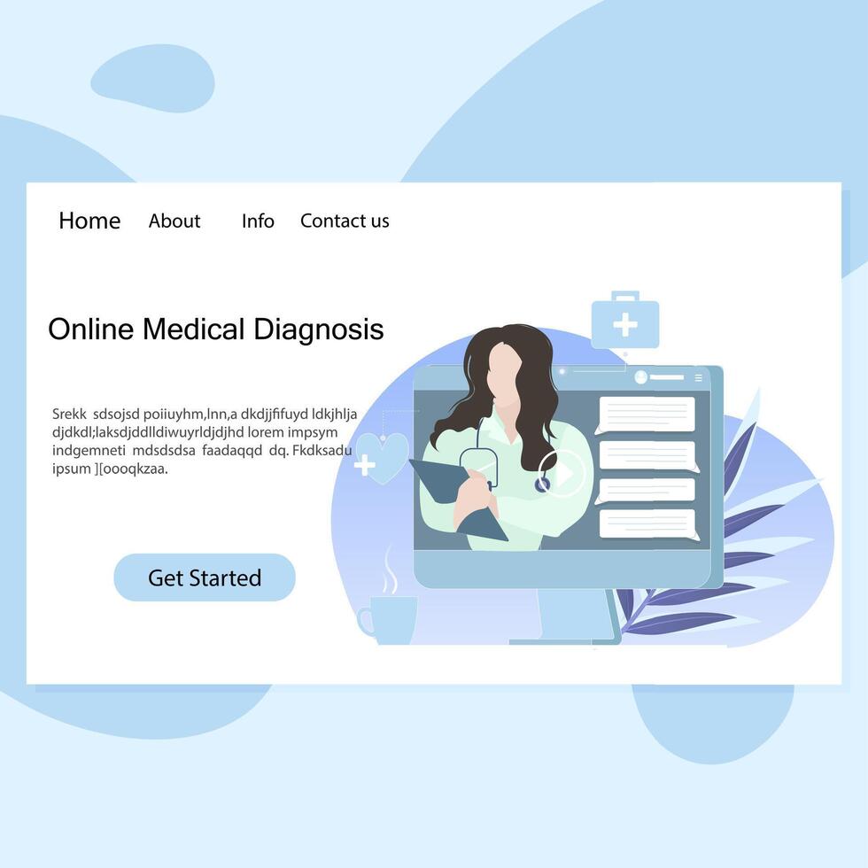 Online doctor consultation center service use smartphone. Doctors office page, practitioner on phone give advice and consultation, consult and treatment on distance. Vector illustration