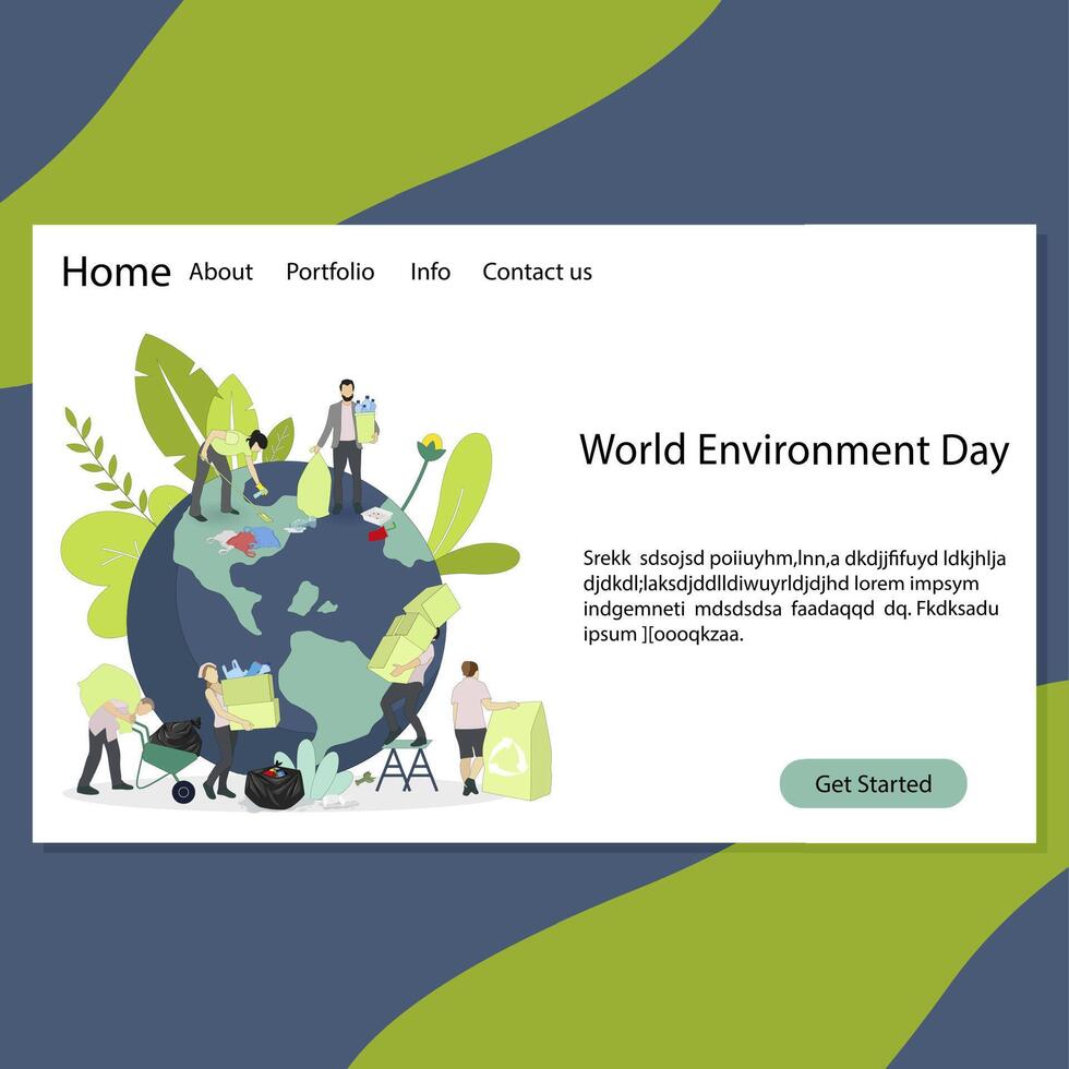 World environment day landing page, environment day 2021 theme. Vector environment day poster. International planet protected eco friendly, nature earth protection illustration