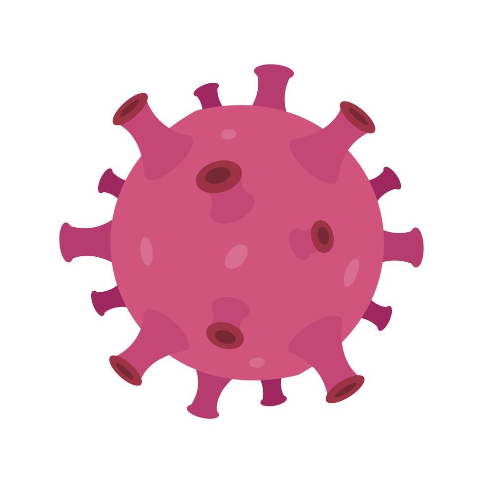 Virus microorganism bacteria, 2019-ncov flu icon, respiratory pathogen, red outbreak cause. Vector microbe cell, influenza coronavirus illustration
