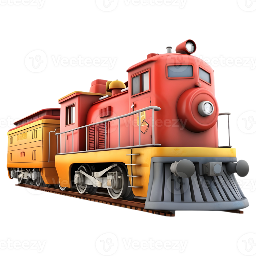 AI generated 3D Rendering of a Colorful Train on Transparent Background - Ai Generated png