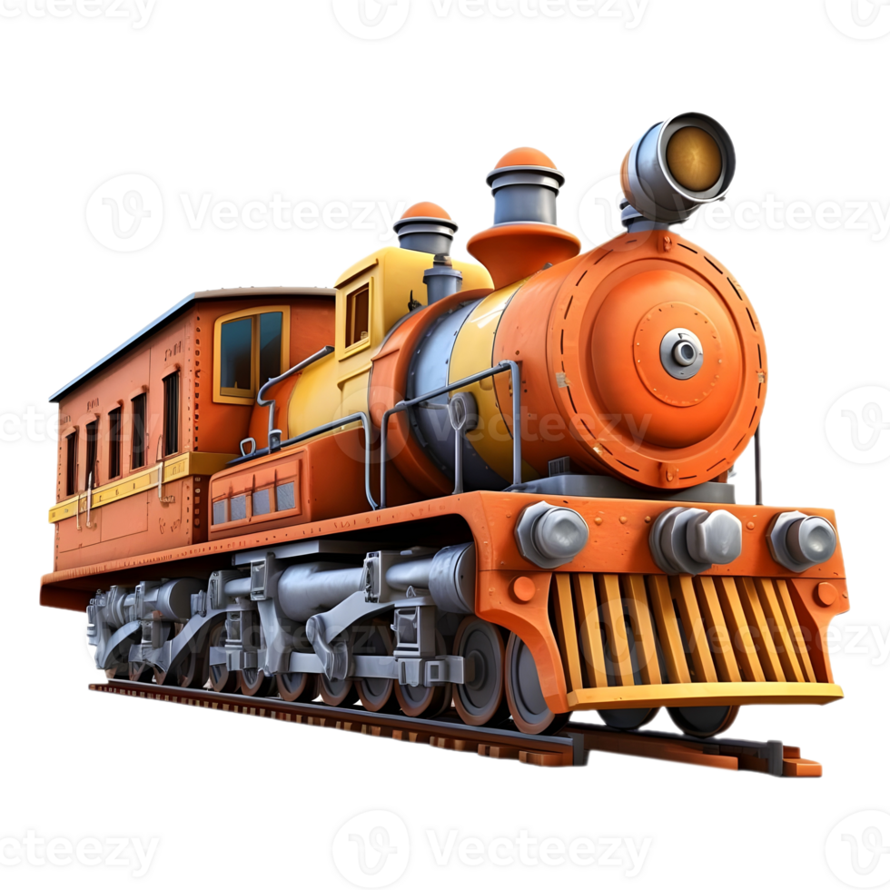 AI generated 3D Rendering of a Colorful Train on Transparent Background - Ai Generated png