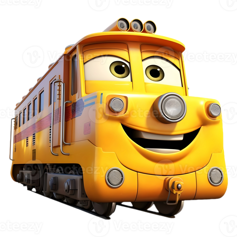 AI generated 3D Rendering of a Colorful Train on Transparent Background - Ai Generated png