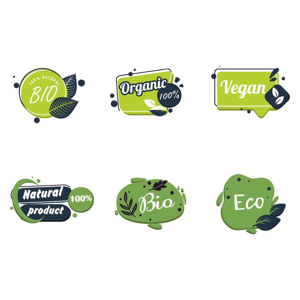 naturaleza comida etiqueta, sano eco vegano logo, nutrición bio pegatina, verde colección vegetariano insignia, vegetariano icono garantizado. vector ilustración. sano eco vegano biografía, orgánico símbolo