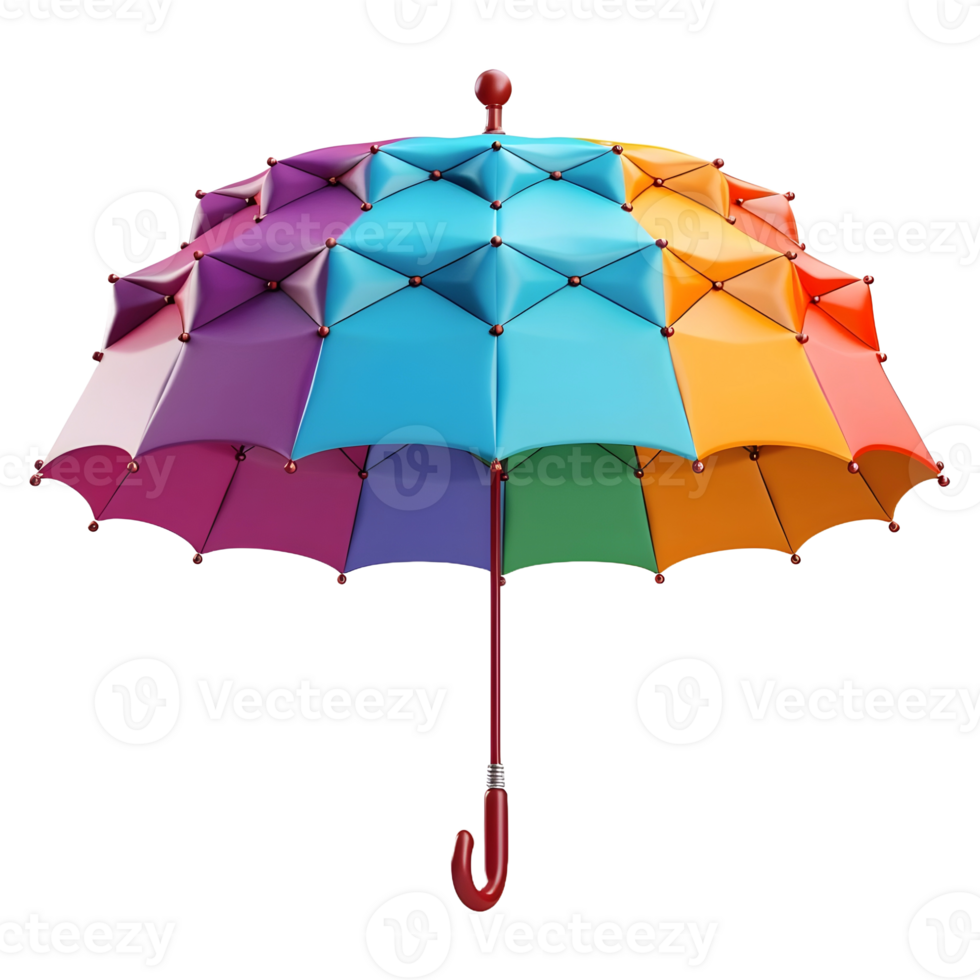 AI generated 3D Rendering of a Beautiful Colorful Umbrella on Transparent Background - Ai Generated png