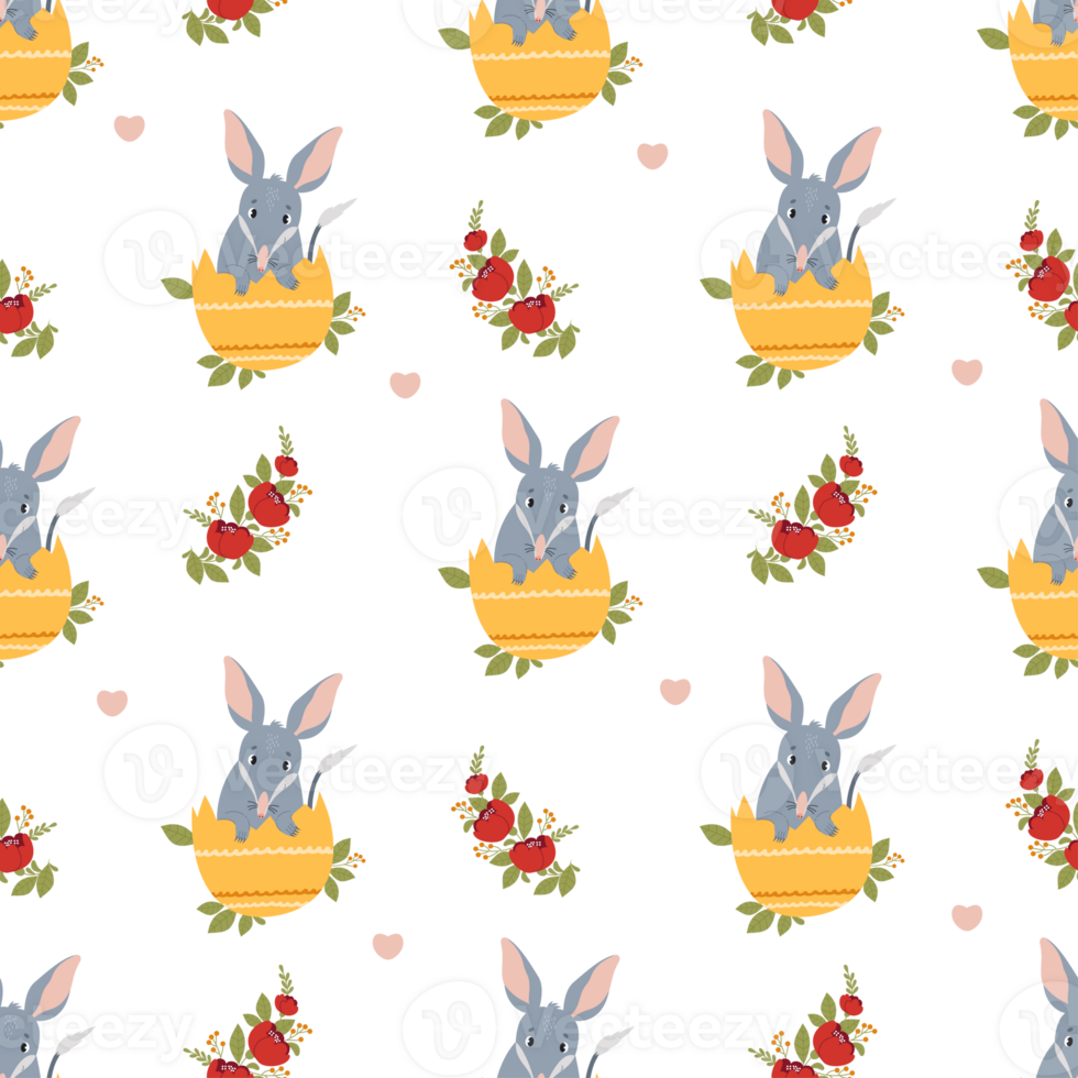 Seamless pattern  Easter bilby animal png