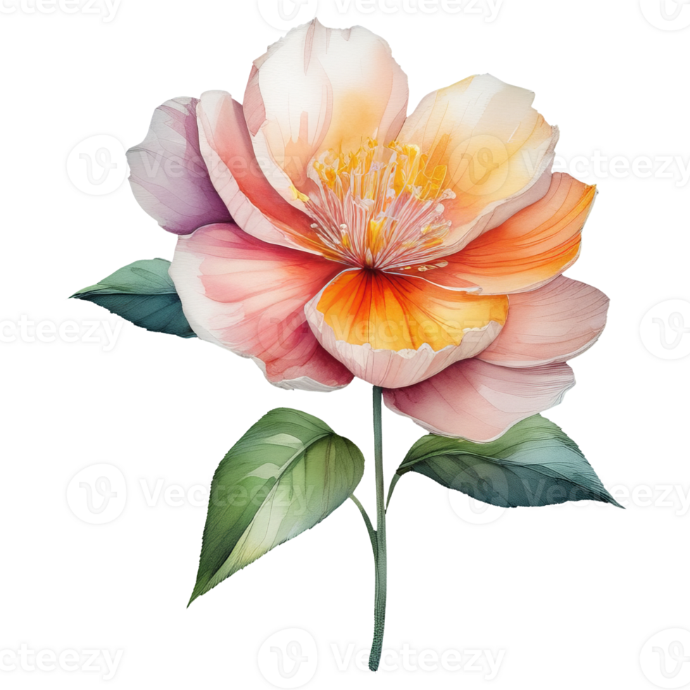 ai generado acuarela floral ilustración con vibrante colores, para Boda estacionario, saludos, fondos de pantalla, moda, transparente antecedentes. png