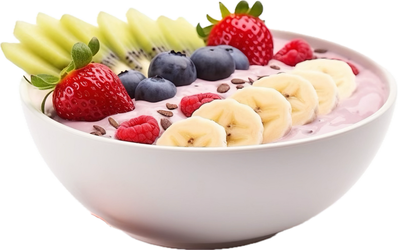 AI generated smoothie bowl fresh berries banana and chia seeds png