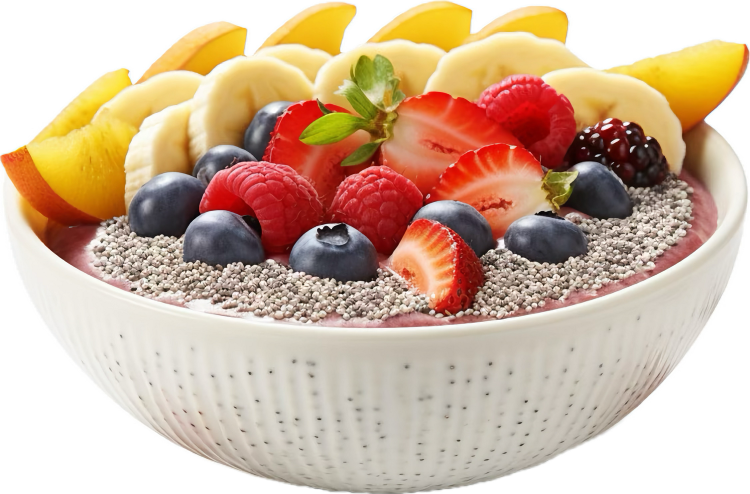 AI generated smoothie bowl fresh berries banana and chia seeds png