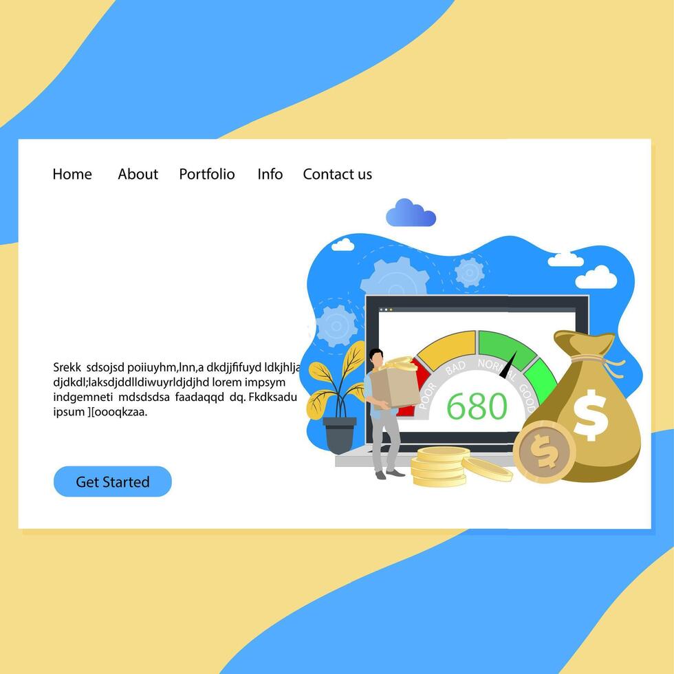 Bank online to get credit, mortgage or loan, according to credit score. Vector online agreement, finance payment debt, bank rating illustration