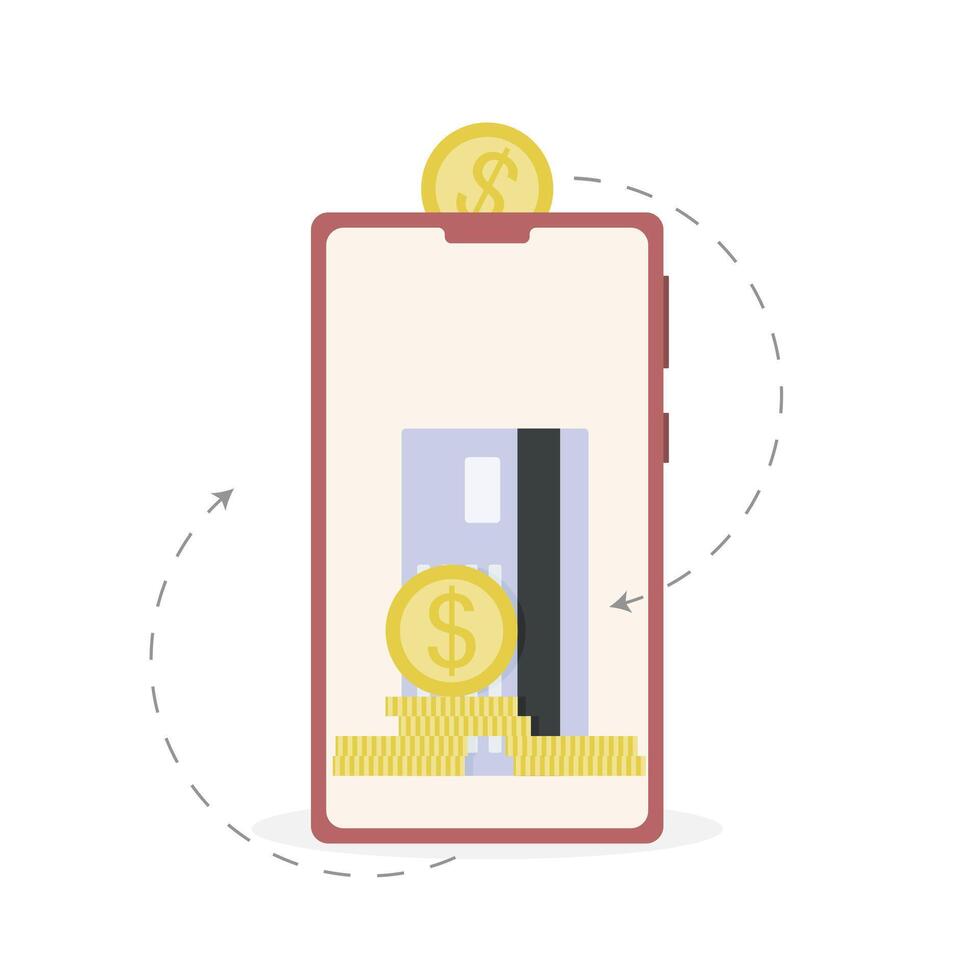 Collect financial fund in application of internet banking. Investment coin service, contribution and donate, investing and savings, collecting financial online, vector illustration