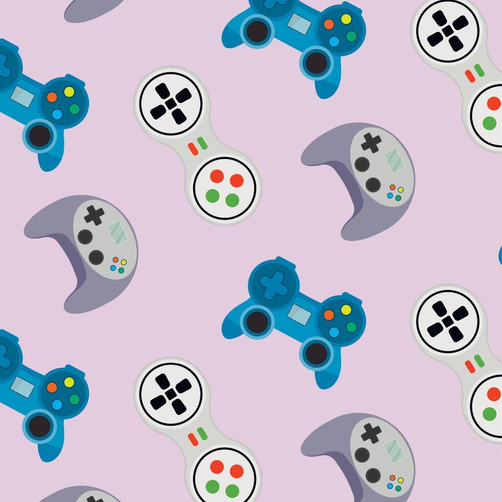 Seamless pattern video game gadget and joypad. Vector joypad entertainment, device for leisure and pastime background seamless pattern, keypad for game controller illustration