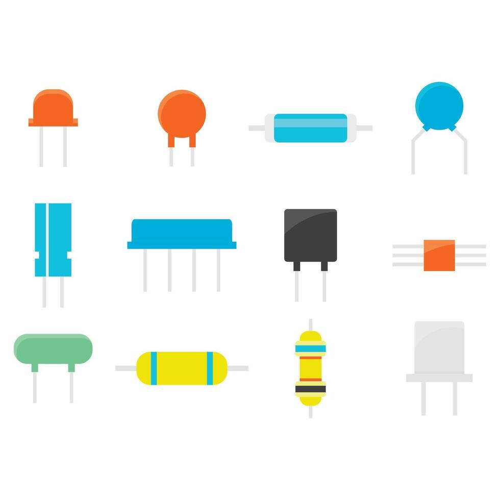 Semiconductor chip, transistor resistor for electric circuit board. Vector, illustration. computer science, inside of a desktop computer, motherboard, computer macro circuit, gadget details vector