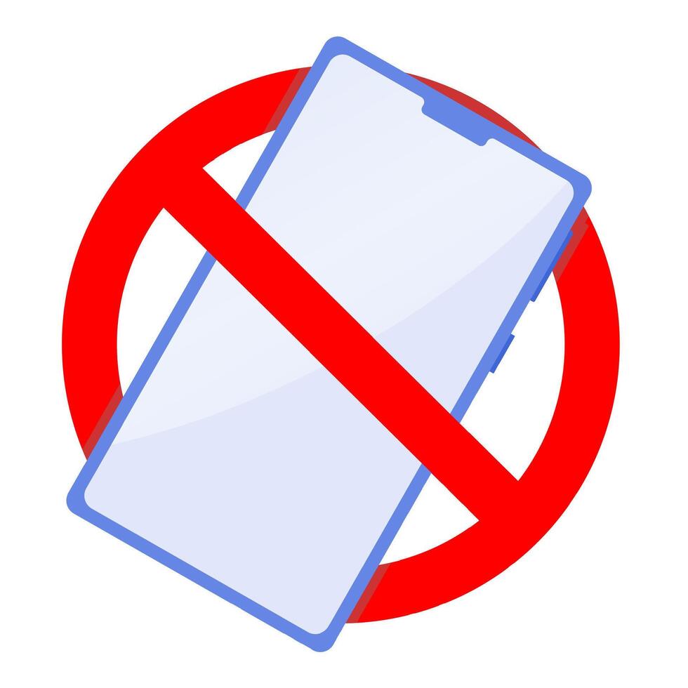 Free zone from smartphones, ban gadgets and telephone. Vector digital detox and detoxification, disconnecting and forbidden, caution restriction cellphone, no gadget area illustration