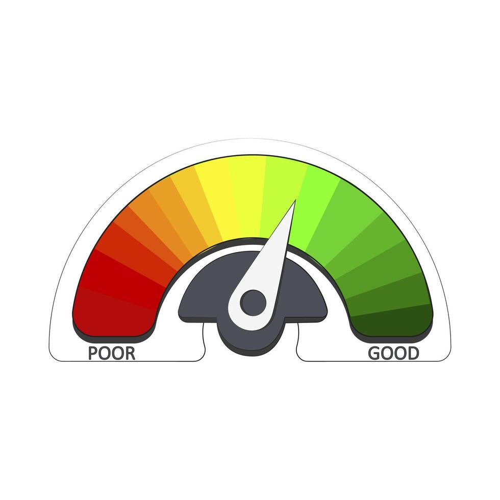 Element graphic design indicator credit customer rate with bright colored spectrum levels. Credit scale gauge to business rating, customer measurement chart illustration vector