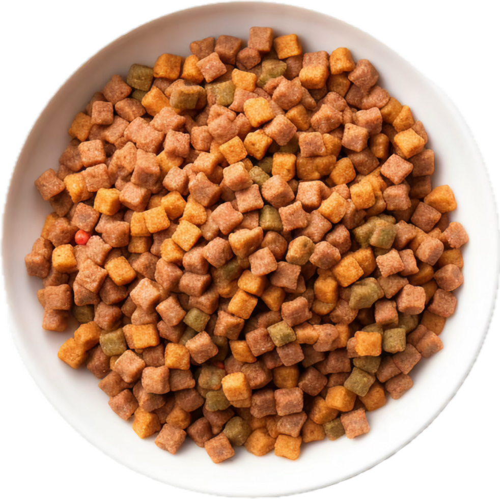 AI generated Top view of dog food in bowl png