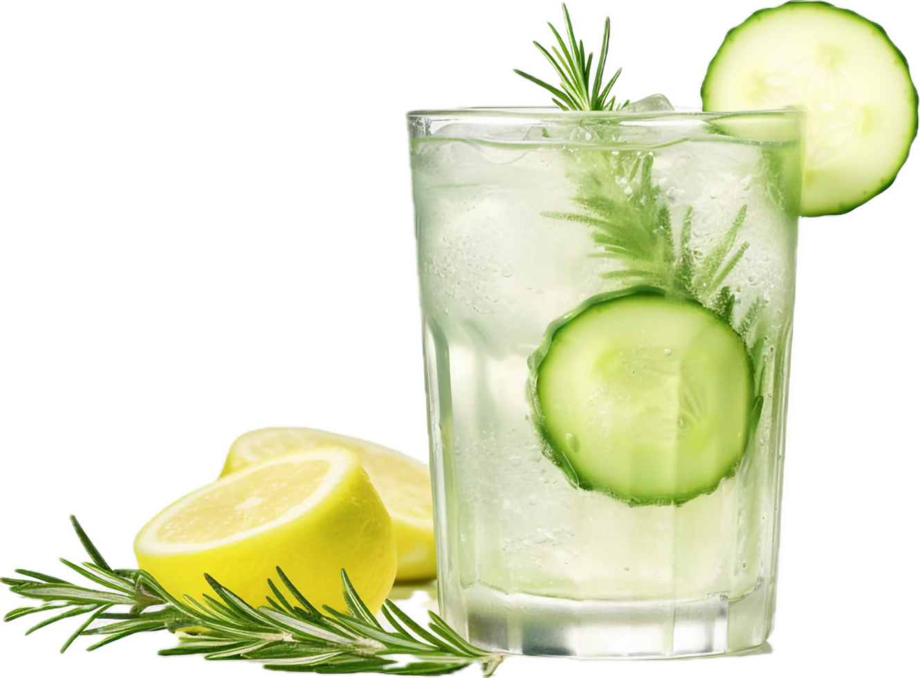 AI generated cucumber lemonade with rosemary and ice png