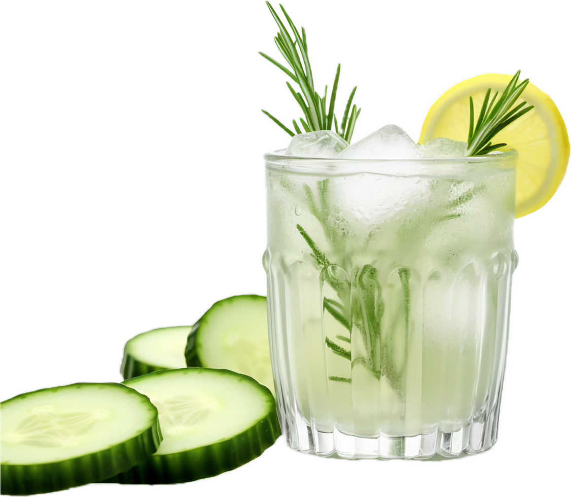 AI generated cucumber lemonade with rosemary and ice png