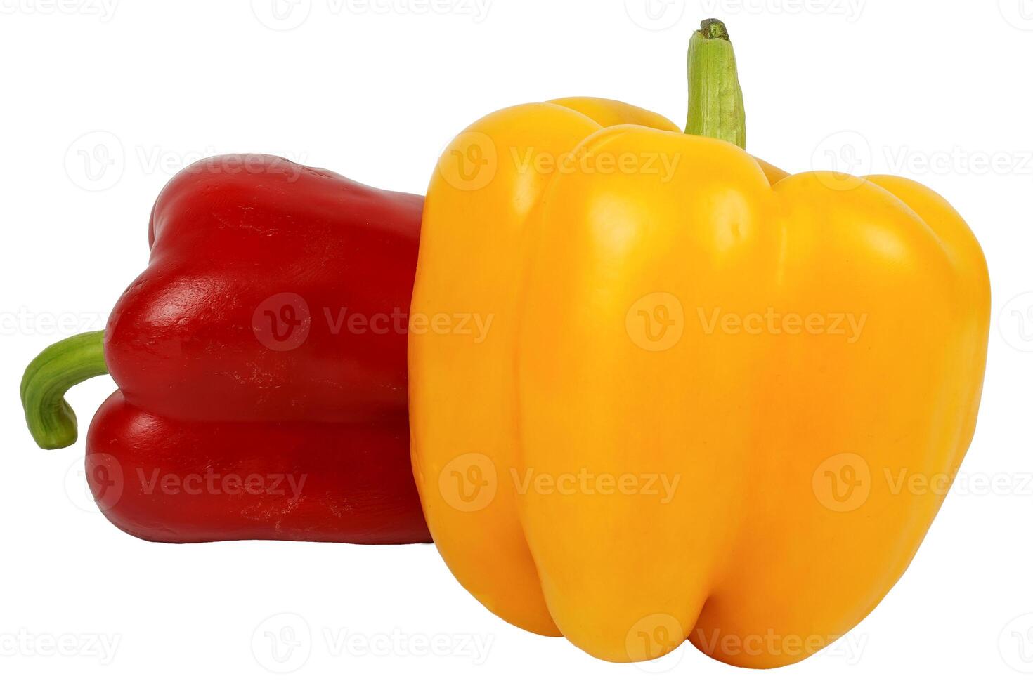 Red and yellow peppers without background. Red pepper, yellow pepper. photo