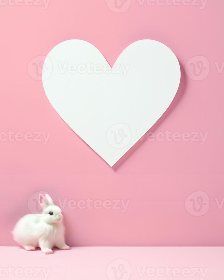 AI generated Mock up template heart shaped frame with blank space for text, decorated with elements, for banner, greeting card or advertising, valentine, business concept, generative ai photo