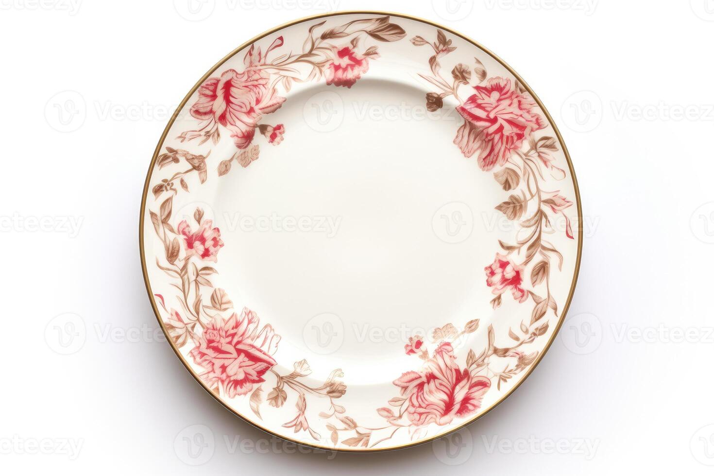 AI generated Dining with Bone China Dinner Plates Isolated On White Background photo