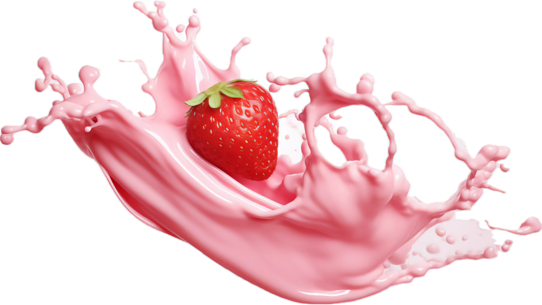 AI generated strawberry milk splash png