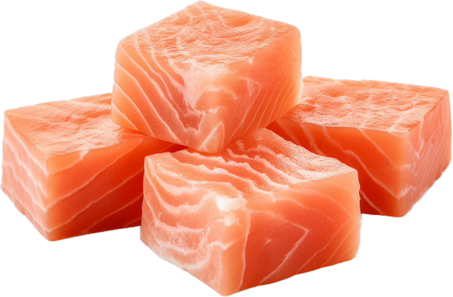 AI generated slices of fresh salmon cube png