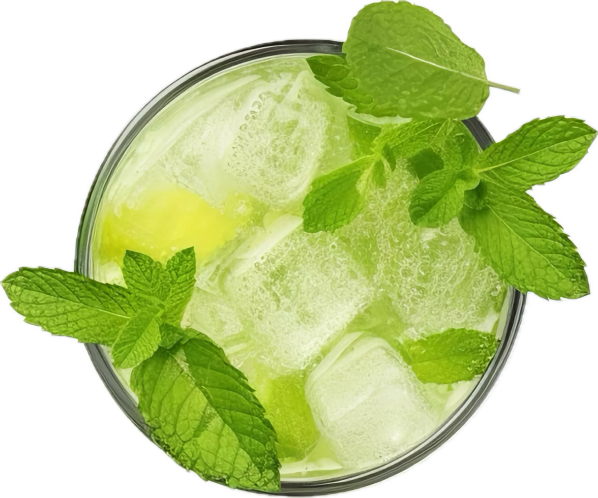 AI generated top view of mojito cocktail alcohol drink png