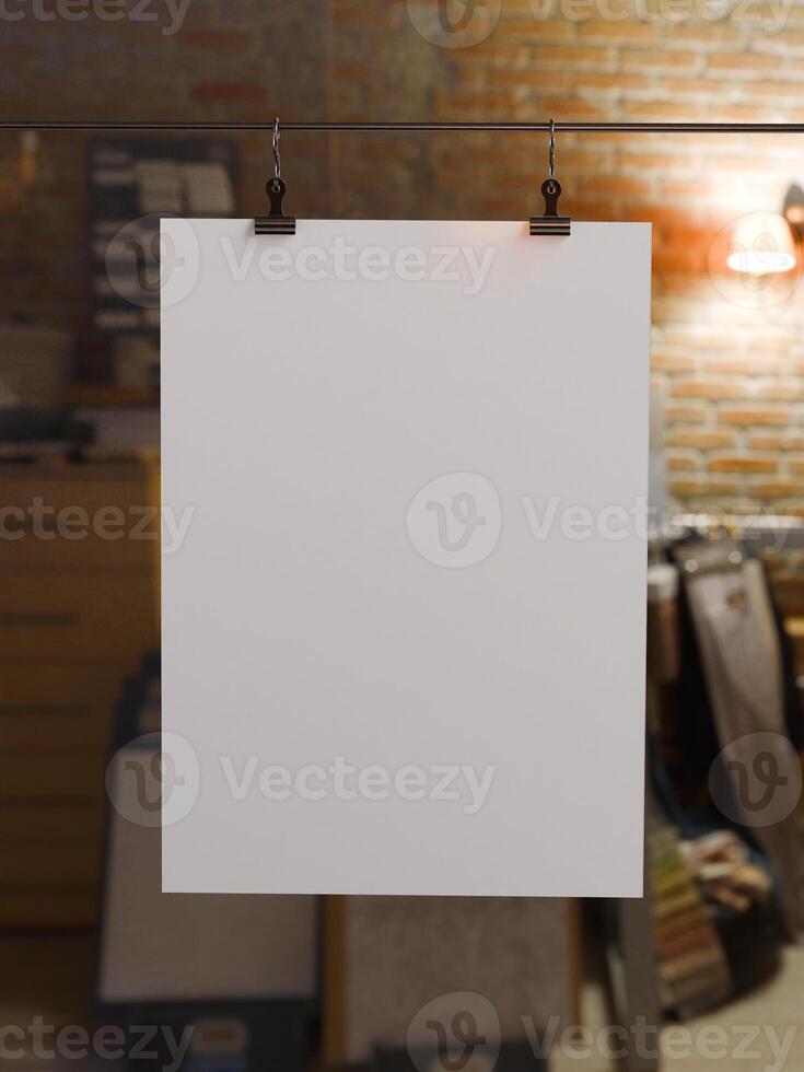 Poster mockup with rustic background photo